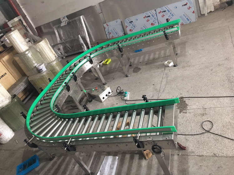 定做轉(zhuǎn)彎滾筒輸送機(jī)，非標(biāo)尺寸轉(zhuǎn)彎滾筒輸送機(jī)
